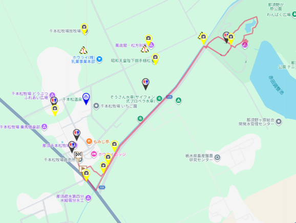 千本松エリアウォーキングコースの全体図